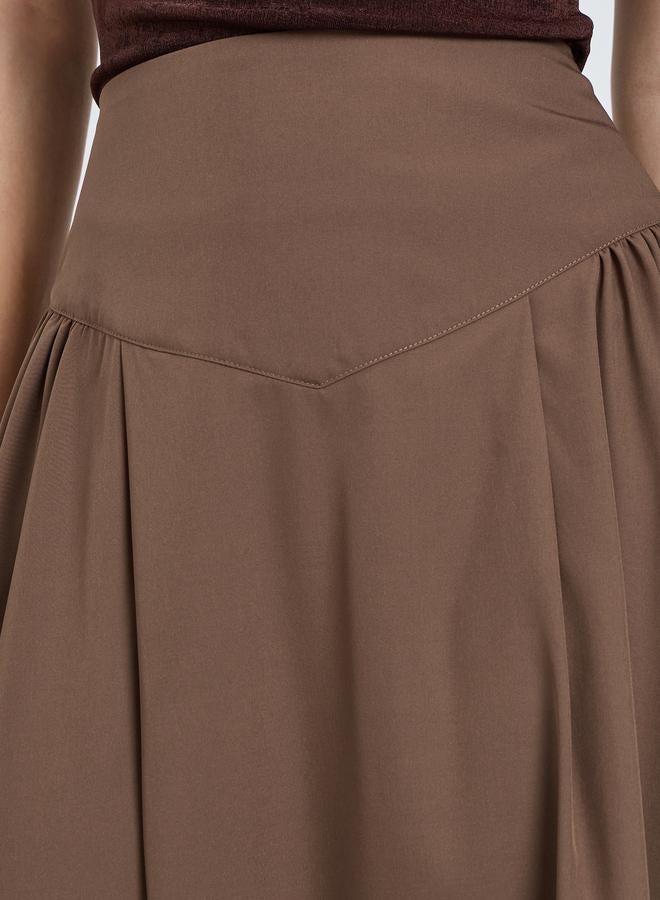 Styli Coffee Brown Asymmetric Hem Maxi Skirt - Image 2
